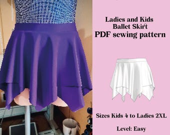 Diy Dance skirt sewing pattern PDF  - handkerchief ballet skirt instant Download
