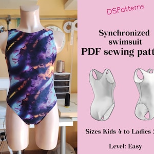 Modèle de couture de maillot de bain artistique bricolage PDF - Téléchargement instantané pour maillot de bain synchronisé