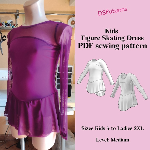 Kids Figure Skating Dress Sewing Pattern – Long Sleeve Flared Skirt (PDF Download)