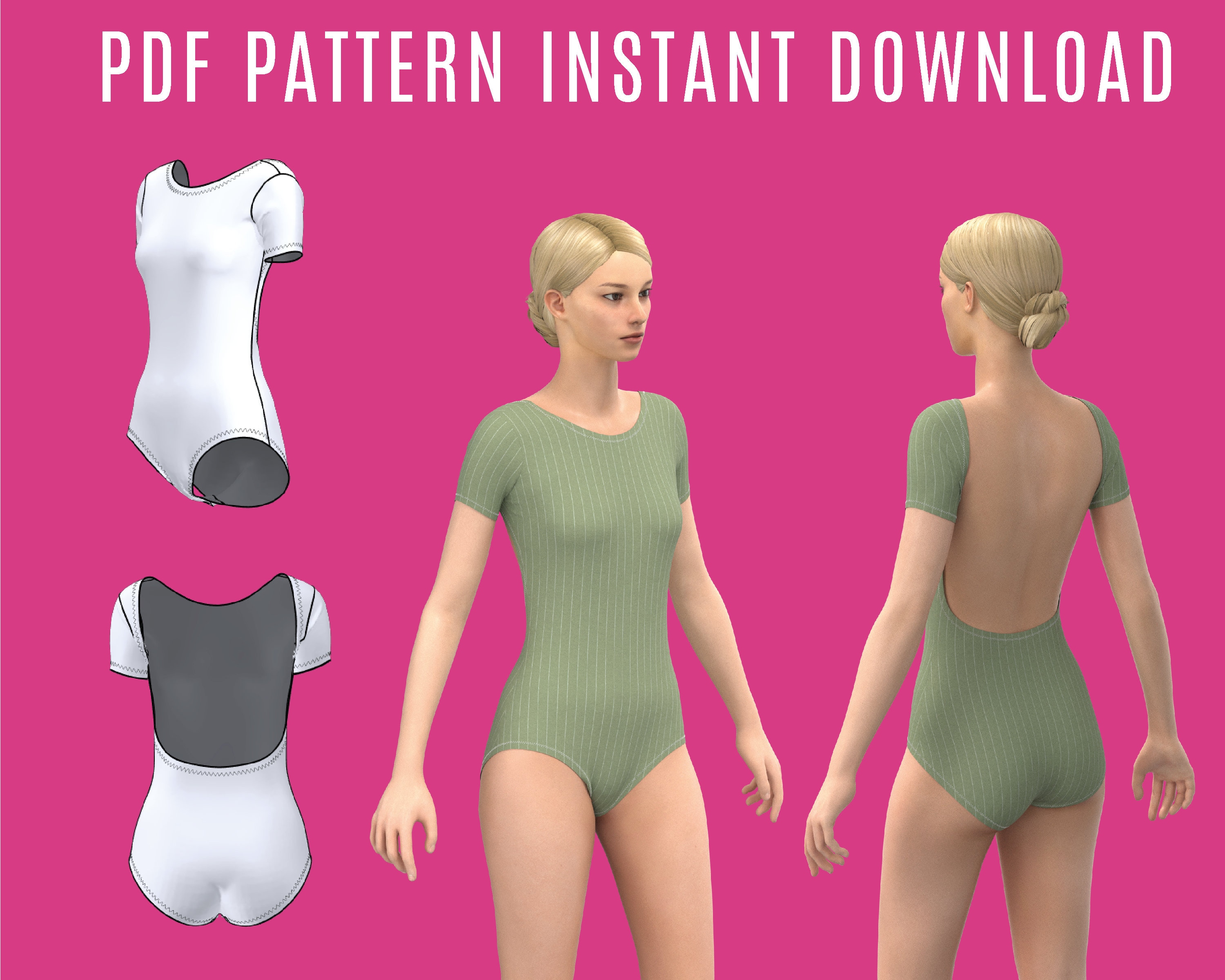 Diy Dance Leotard sewing pattern PDF leotard with short Etsy