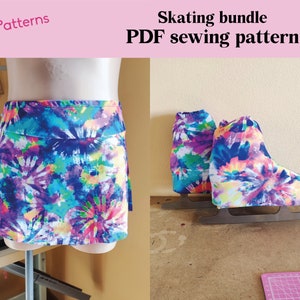 DIY BUNDLE Skate boot covers and skating skirt sewing pattern PDF - artistic roller skating and figure skating instant Download