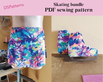 DIY BUNDLE Skate boot covers and skating skirt sewing pattern PDF - artistic roller skating and figure skating instant Download