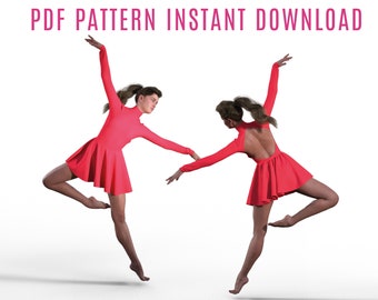 Diy Dance Dress sewing pattern PDF  - dress with open back and high collar instant Download