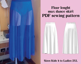 Diy Long Dance maxi skirt sewing pattern PDF  - Floor lenght ballet skirt instant Download