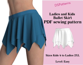 Diy Dance skirt sewing pattern PDF  - handkerchief ballet skirt instant Download
