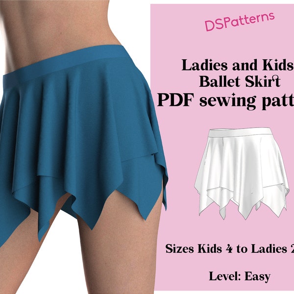 Diy Dance skirt sewing pattern PDF  - handkerchief ballet skirt instant Download