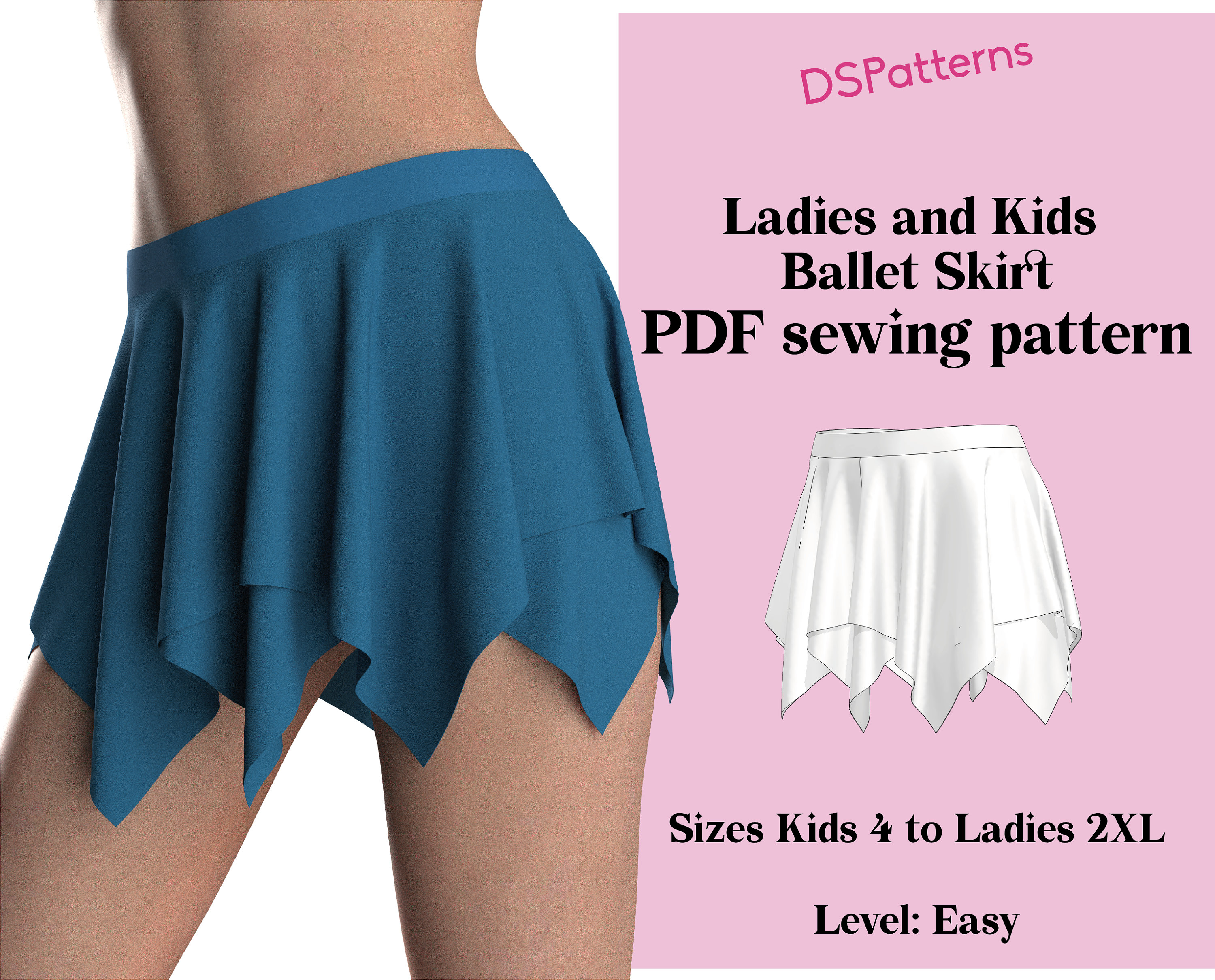 Skater Skirt Sewing Pattern XS-XL Instant Download Easy Digital PDF Women's  Flare Skirt -  Israel