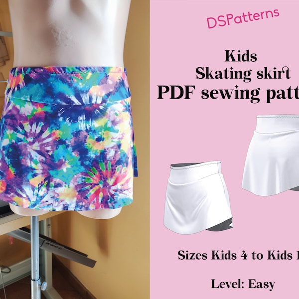 Diy Roller skating practice skirt sewing pattern PDF  - Figure skating training skirt instant Download