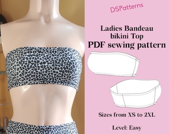 Patron de couture haut de bikini bandeau DIY PDF - TÉLÉCHARGEMENT IMMÉDIAT