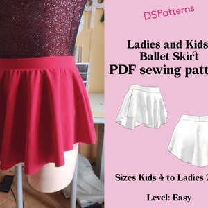 Diy Dance skirt sewing pattern PDF  - Asymmetric ballet SAB skirt instant Download