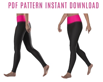 DIY Leggings sewing pattern PDF  - High waist - instant DOWNLOAD