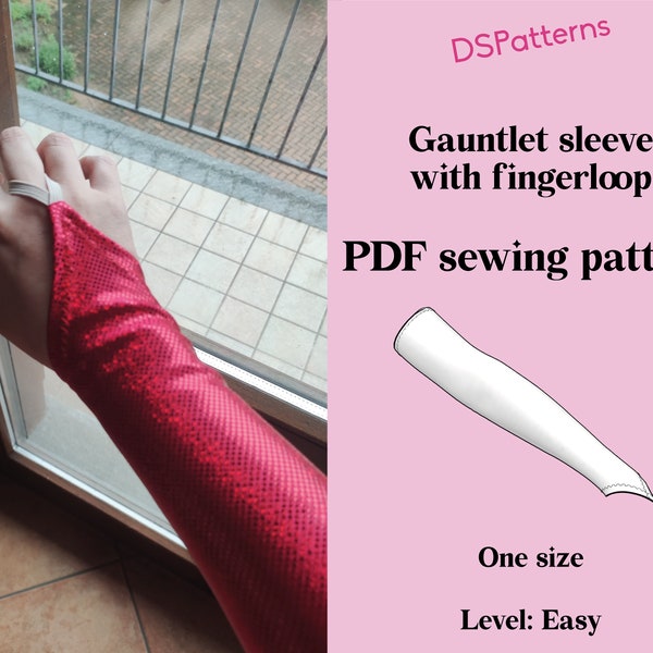 Sewing Pattern PDF Gauntlet sleeve Finger loop sleeve Fingerless gloves Arm sleeves costume accessories Dancewear instant download