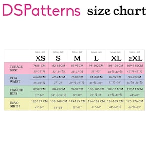 a size chart for various clothing items, including tops, bottoms, and waist sizes. The chart provides specific measurements for different sizes, such as XS, S, M, L, XL, and 2XL. The chart is organized in a table format, with each clothing item listed under a heading and corresponding measurements listed under a heading. The chart is designed to help customers determine the appropriate size for their desired clothing item.