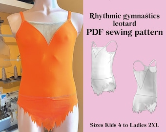 Rhythmic Gymnastics Leotard Sewing Pattern | DIY Jagged Hem Skirt & Spaghetti Straps | Instant Download