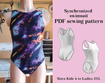 Diy Artistic Swimming Suit sewing pattern PDF  - Synchronized swimming costume instant Download