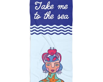 Personalized Ocean Lady Beach Towel | Coastal Decor, Summer Essential | 30"x60"