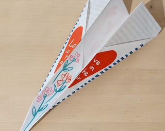 Love is in the Air Paper Airplane Printable | Valentine's Day | Craft for Kids | Instant Digital Download