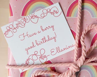 Customizable Strawberry Gift Tags Digital Download | 3.75"x3"