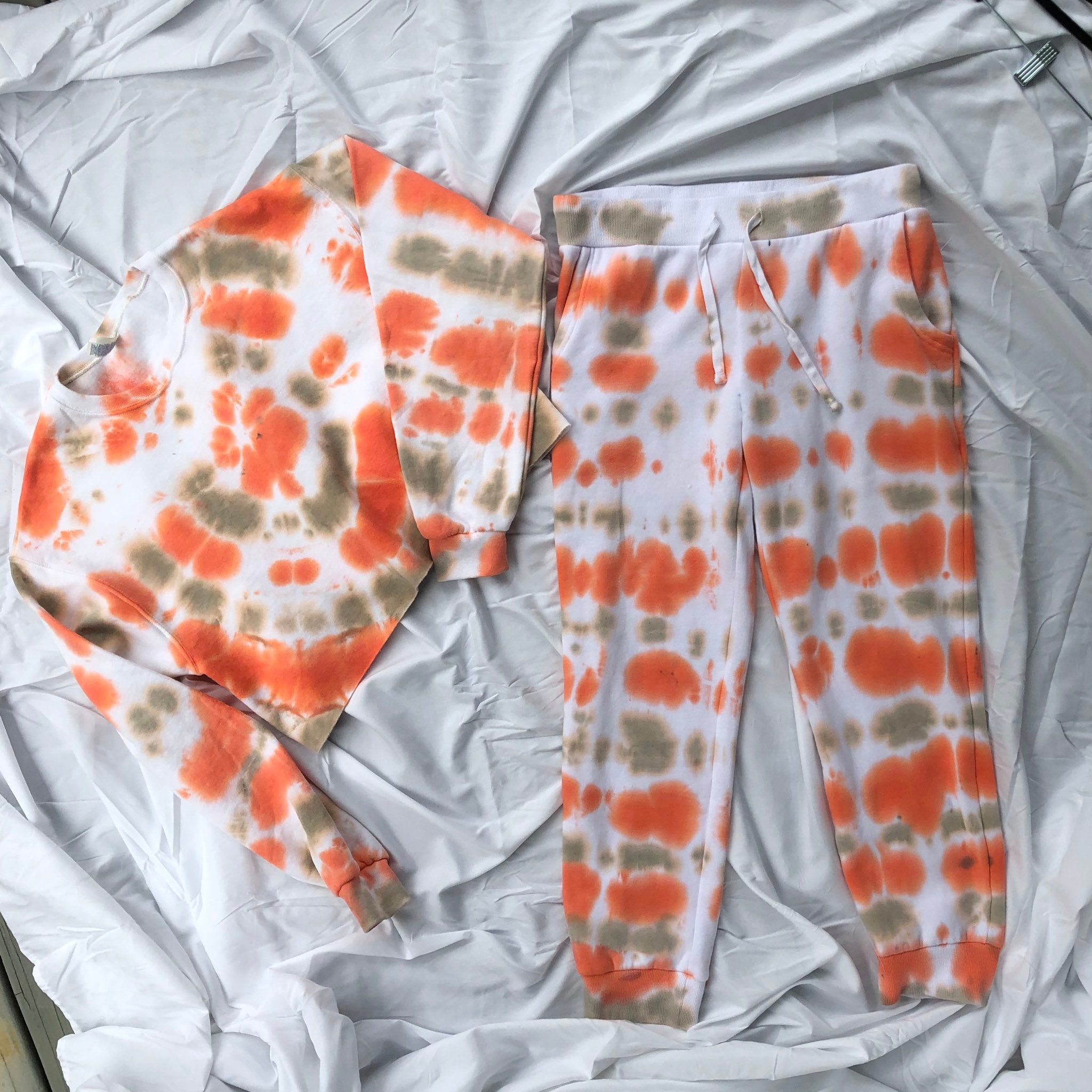 Tie Dye Joggers Tie Dye Sweatpants Orange tan Tie Dye Joggers Size Large Etsy