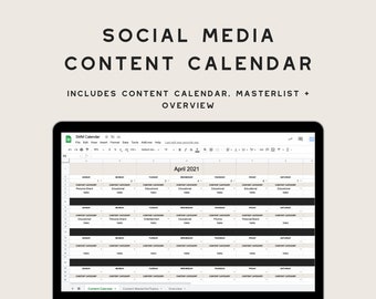 Social Media Content Calendar Etsy