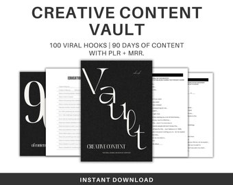 Creative Content Vault, Master Resell Rights, PLR Products, MRR Products, Done For Your Ebook, Viral Hooks Guide