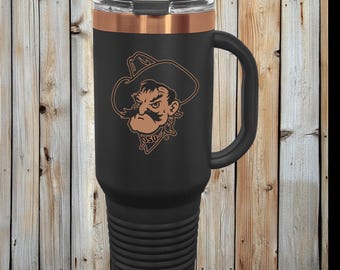 40oz OSU Stainless Steel Tumbler, Laser Engraved Travel Mug, Includes Straw Lid