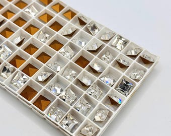 Vintage Swarovski Square Crystals – 8mm Crystal AB Jewelry Making Supplies (10 pcs)