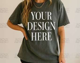 Comfort Colors Pepper Mockup Pepper Shirt Mockup Edgy Comfort Colors 1717 Mockups Oversized Shirt Trendy C1717 Mockup Lifestyle Photo Mockup
