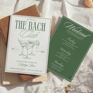 The Bach Club Invitation Luxury Bachelorette Itinerary The Bach Social Club Template Cocktail Bachelorette Invite Editable Canva Itinerary