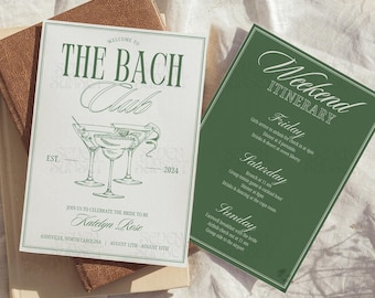 The Bach Club Invitation Luxury Bachelorette Itinerary The Bach Social Club Template Cocktail Bachelorette Invite Editable Canva Itinerary