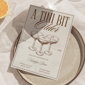 A Tini Bit Older Invitation Espresso Martini Birthday Invite Template 30th Birthday Invitation Dirty Thirty Birthday Editable Canva Template