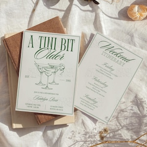 A Tini Bit Older Invitation Martini Birthday Invite Template 30th Birthday Invitation Dirty Thirty Birthday Theme Editable Canva Template