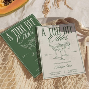 A Tini Bit Older Invitation Martini Birthday Invite Template 30th Birthday Invitation Dirty Thirty Birthday Theme Editable Canva Template