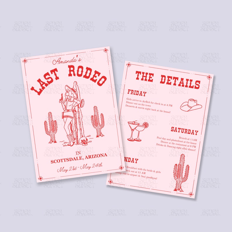 Last Rodeo Bachelorette Invitation Scottsdale Editable - Etsy