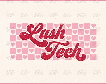 Día de San Valentín de Lash Tech PNG Lash Tech SVG Artista de pestañas retro PNG Retro a cuadros de San Valentín PNG Diseño de Lash Tech de moda San Valentín Top Svg