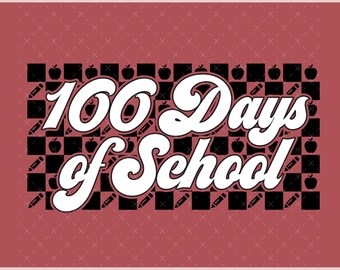 100 días de escuela SVG, 100 días de escuela PNG, diseño retro de maestro, fiesta del día 100 PNG, cuadros retro, archivo de diseño moderno de 100 días Svg