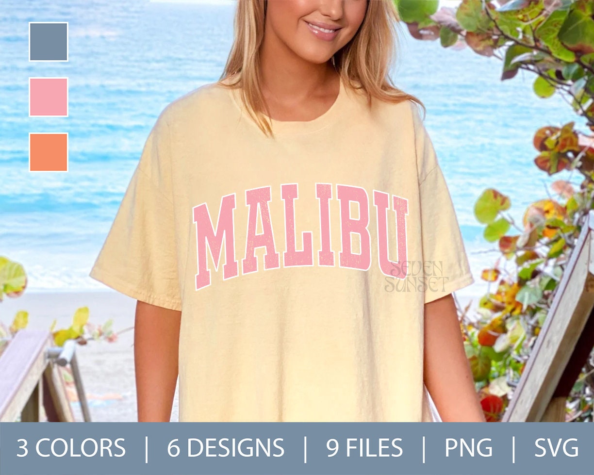 Preppy Varsity Pink Malibu California Shirt Women Teen Girl T-Shirt
