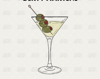 Dirty Martini PNG Custom Wedding Drink Dirty Martini SVG Cocktail Bach Logo Custom Drink Outline Dirty Martini Vector Personal Use Design