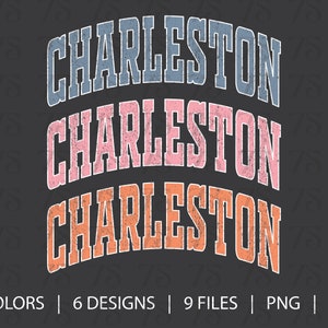 Charleston PNG SVG | South Carolina PNG | Charleston Beach Design | Coconut Girl Aesthetic | Distressed Varsity Font | Trendy Digital File