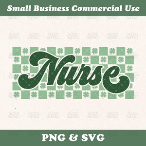 Infirmière St Patricks Day PNG, infirmière St Patricks Day SVG, infirmière porte-bonheur PNG, mignon St Pattys infirmière Design, infirmière damier rétro Svg, St Paddys Day