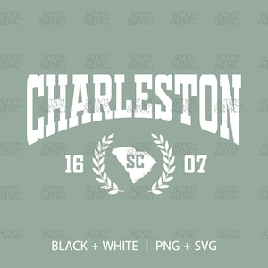 Charleston PNG, Varsity Charleston SVG, Vintage Charleston Top PNG, Trendy Digital Download, Athletic Varsity Font, Charleston Cut File