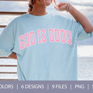 Dieu est bon PNG | Dieu SVG | Conception religieuse | Art chrétien | Pâques PNG | police vintage Varsity Athletic | Téléchargement numérique par sublimation