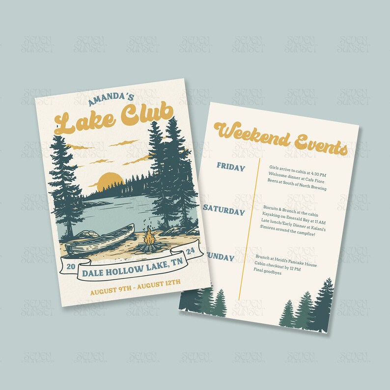 Lake Bachelorette Invitation Summer Camp Bachelorette Itinerary Lake ...