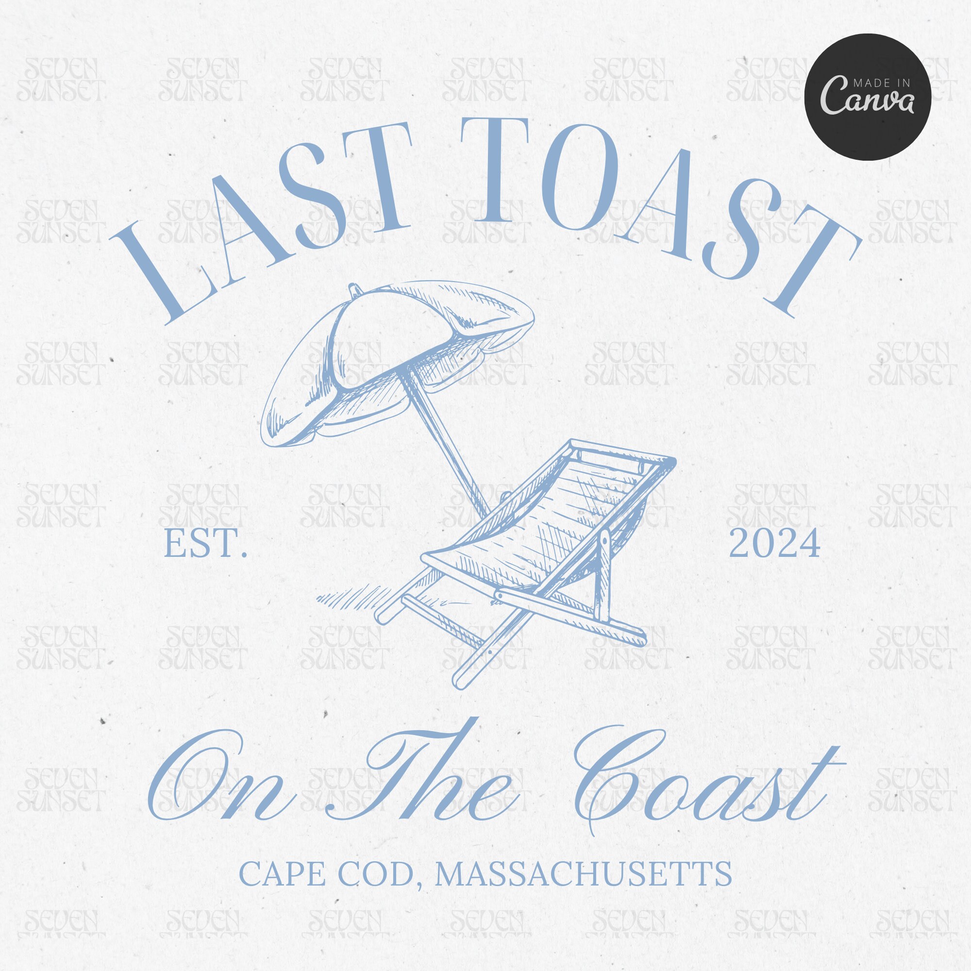 Last Toast On The Coast Bachelorette Logo Template Custom Beach Bachelorette PNG The Bach Social Club Shirt Design Editable Canva Template