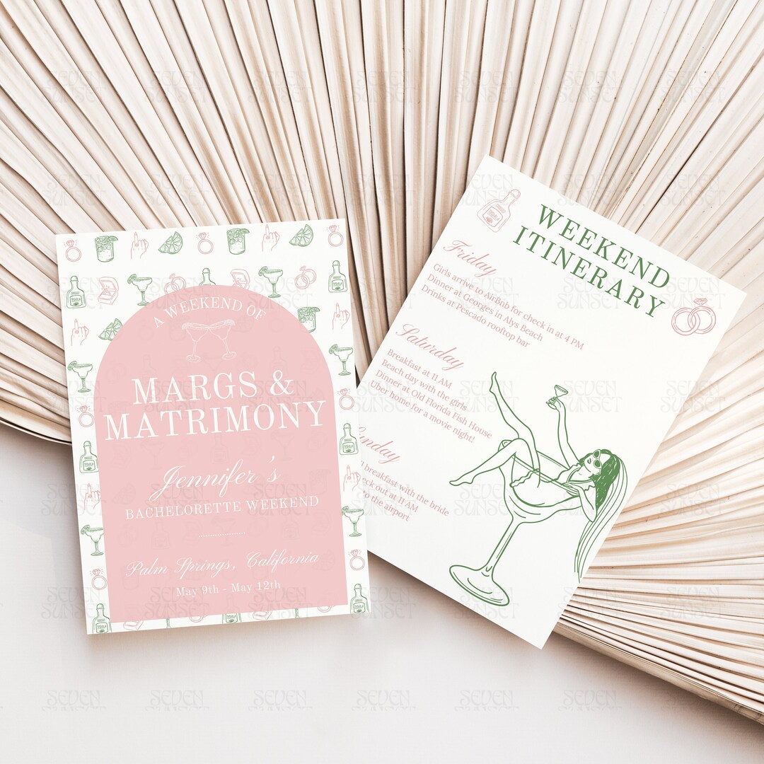 Margs and Matrimony Bachelorette Invitation Pink Margaritas & Matrimony ...