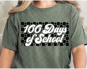 100 días de escuela PNG, 100 días de escuela SVG, diseño retro de maestro, fiesta del día 100 PNG, cuadros retro, archivo de diseño moderno de 100 días Svg