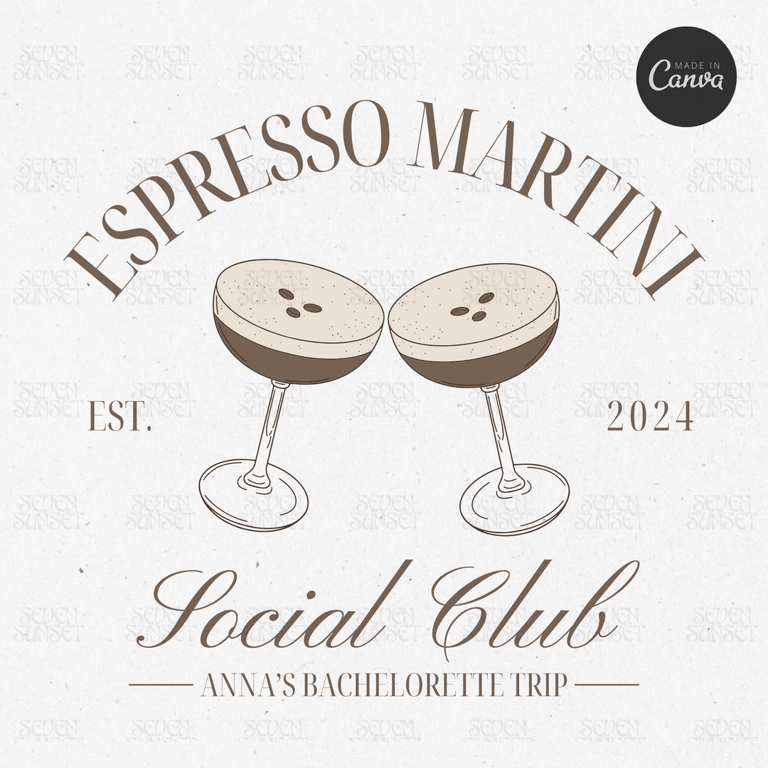 Espresso Martini Social Club Bachelorette Logo Editable Template