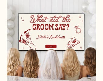 Wild Wild Wife Bachelorette Game, What Did The Groom Say, Cowgirl Bach Trivia, Editable Canva Template, Western Bridal Shower Games