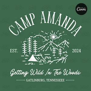 Camp Bachelorette Shirt Design, bearbeitbare Canva Vorlage, Camp Bach Crew, Letzter Weg vor dem Schleier, individuelles Camp Logo, Bachelorette Top Logo