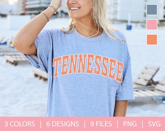 Tennessee PNG SVG / Diseño moderno de Tennessee / Descarga digital adorable / Fuente deportiva universitaria / Estado con efecto desgastado PNG / Gráfico con estética femenina